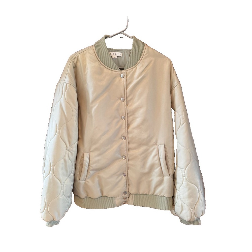 HYFVE Bomber Jacket Lightweight Womens Size Large light green snaps pockets